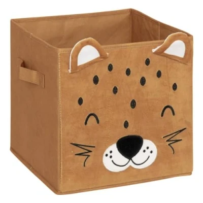 Afbeelding van Atmosphera Kids Joey Luipaard opbergdoos met oortjes 29x29x29cm Opvouwbaar Bruin