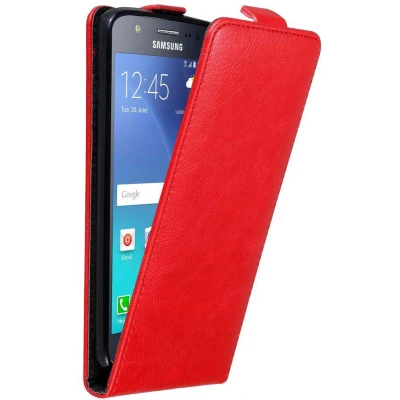 Afbeelding van Cadorabo Hoesje geschikt voor Samsung Galaxy J5 2015 in APPEL ROOD Beschermhoes flip design Case Cover met magnetische sluiting