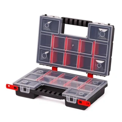Afbeelding van Dubbelzijdige assortimentsdoos 30,5 cm voor accessoires en kleine onderdelen, 2 zijden, 287 x 186 100 mm, schroevenbox met 24 vakken het opbergen, sorteerdoos