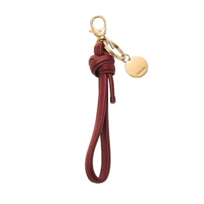 Afbeelding van FOSSIL Leren Sleutelhanger Keyfob Key Ring Scarlet Donkerrood