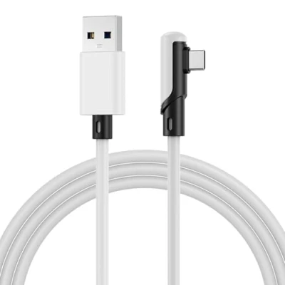 Afbeelding van Câble VR Link USB vers C pour Meta Quest 3S / 3/2 Pro, Pico 4 Ultra et PC/Steam par MMOBIEL Type 90 Degrés Casque Gaming Charge de 3m Blanc