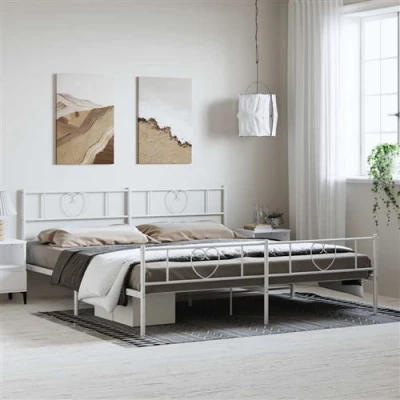 Afbeelding van vidaXL Bedframe met hoofd en voeteneinde metaal wit 183x213 cm