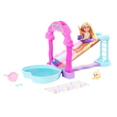 Afbeelding van Barbie Chelsea regenboogwaterglijbaan Barbiepop