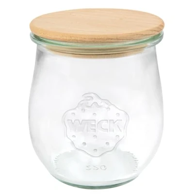 Afbeelding van Weck 79200 Set van 12 tulpenpotten met houten deksel en siliconen afdichting voor pasta/specerijen/muesli 762
