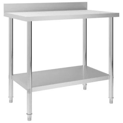 Afbeelding van vidaXL Keukenwerktafel met achterwand, 100 x 60 93 cm, roestvrij staal