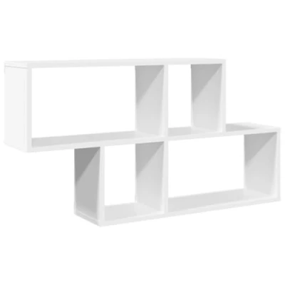 Afbeelding van Wandschap 100x20x53 cm bewerkt hout wit