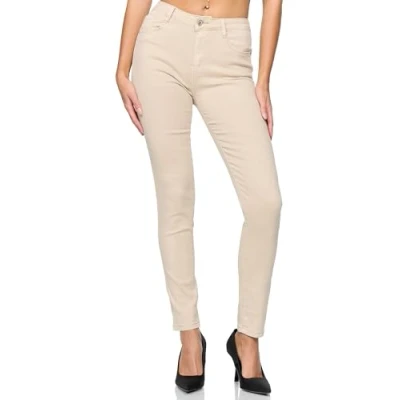 Afbeelding van Elara Chunkyrayan Elastische Skinny Jeans Dames Broek, Parijs beige
