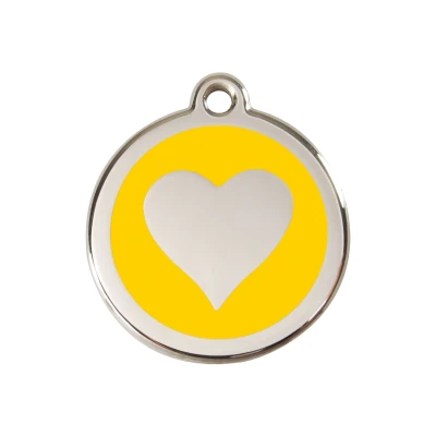 Afbeelding van Heart Yellow roestvrijstalen hondenpenning medium/gemiddeld dia. 3 cm RedDingo