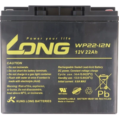 Afbeelding van Kung Long WP22 12N F8 loodvlies accu, 12V, 22Ah, M6 binnendraad