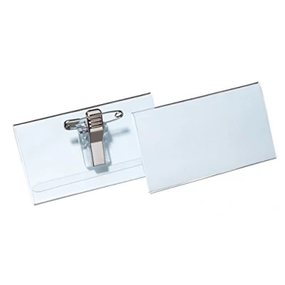 Afbeelding van Durable 814119 Doos met 50 badgehouders combi klem, 40 x 75 mm