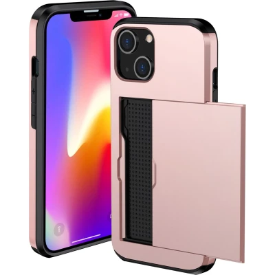 Afbeelding van iMoshion Hoesje Geschikt voor iPhone 13 Ruimte 2 pasjes Backcover met pasjeshouder Rosé Goud