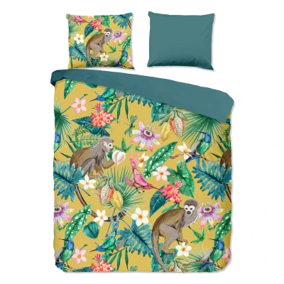 Afbeelding van Good Morning Dekbedovertrek &quot;jungle print&quot; Oker (240x200/220 cm) Katoen