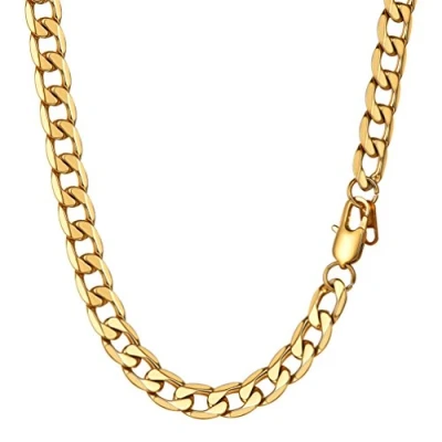 Afbeelding van PROSTEEL Herenhalsketting, Cubaans in roestvrij staal, verguld/zwart, pantserketting, 5 mm/6 mm/9 mm/13 mm, lengte 46/51/55/61/66/71/76 cm