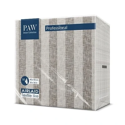 Image de PAW Decor Collection Serviettes en Papier Airlaid 40 x cm 50 Pièces HoReCa. Décoration de Table La Texture du Tissu, une Grande pour Toute Couleur: Linen Stripes brown