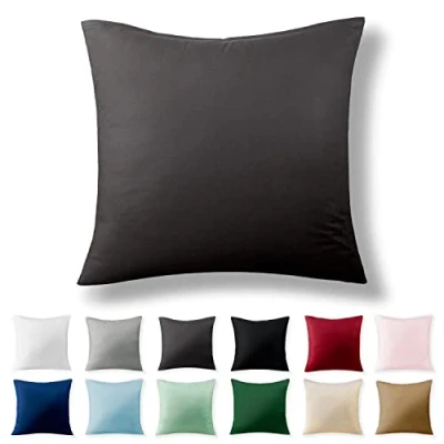 Afbeelding van Alreya Renforcé kussensloop 60 x cm 100% katoen met YKK ritssluiting, superzachte kussensloop, kussenhoes, Oeko Tex® standaard gecertificeerd, Antraciet, alleen