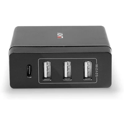 Image de Lindy Adaptateur secteur 72 Watt 3 A PD 3.0 4 connecteurs de sortie (3 x USB Type A, 24 pin C) noir