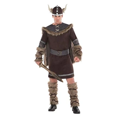 Afbeelding van amscan 10132351 Volwassenen Vechterkostuum met Cape Helm Maat L/XL 1 PC, Viking Warrior