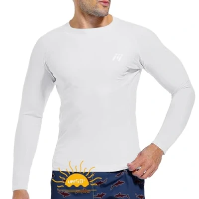 Afbeelding van MEETWEE Zwembroek voor heren, uv bescherming met korte/lange mouwen, UPF 50+, zonnebescherming, surfen, duiken, Kort blauw, XL