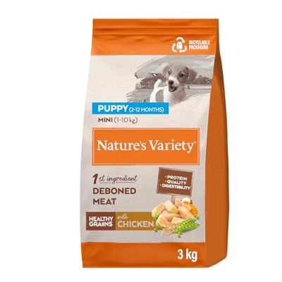 Afbeelding van 3kg Nature&#039;s Variety Healthy Grains Puppy Mini Kip droogvoer voor honden