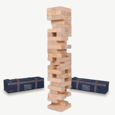 Afbeelding van Ubergames Gigantische beweegbare toren tot 200 cm XXL Jumbo Hi Tower in tas 2,5 m (max. het spel) Torenspel van massief grenenhout extra luxe blokken en (tot cm)
