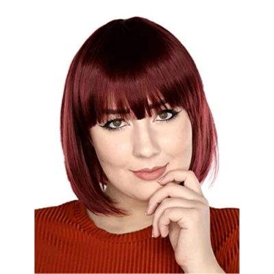 Afbeelding van Prettyland Vrouwen Matte Vierkante BOB Pruik Korte Natuurlijke Voor Dagelijks Donkerrood Bordeaux Bruin C119