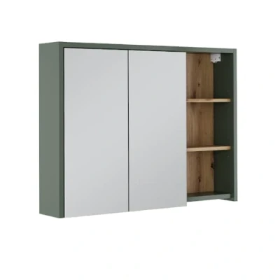 Afbeelding van Vicco Armoire de salle bain avec miroir Viola, vert/Artisan, 100 x 75 cm, étagères ouvertes