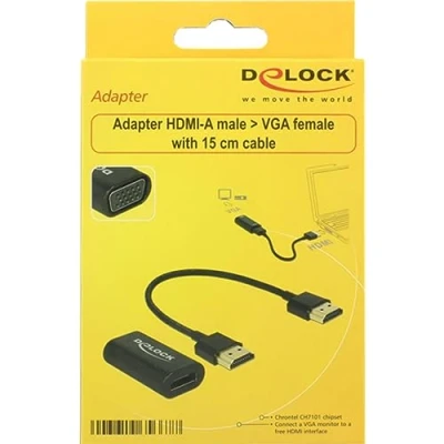 Image de Delock 65902 hdmi a vga noir adaptateur et connecteur de câbles