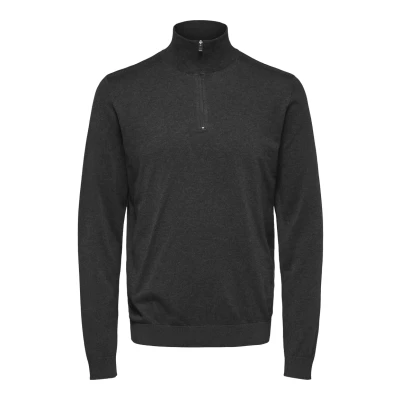 Afbeelding van Selected Homme Slhberg HALF ZIP Trui, Heren, Maat: Small, Antracit/melange