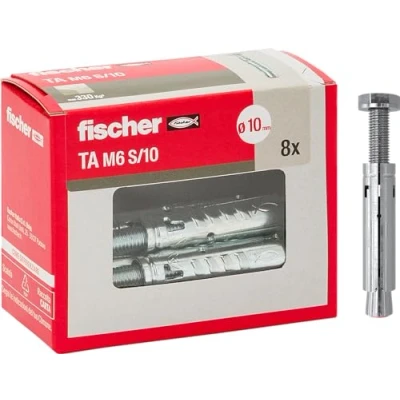 Image de fischer Cheville à Douille pour Fixations Lourdes TA M6 S/10 en Acier galvanisé Inoxydable, avec vis/Boite de 8
