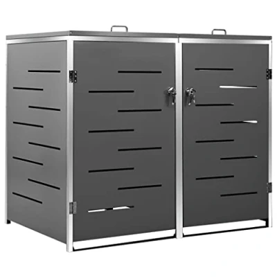 Afbeelding van vidaXL Schuur voor twee vuilnisbakken, 138 x 77,5 112,5 cm, roestvrij staal