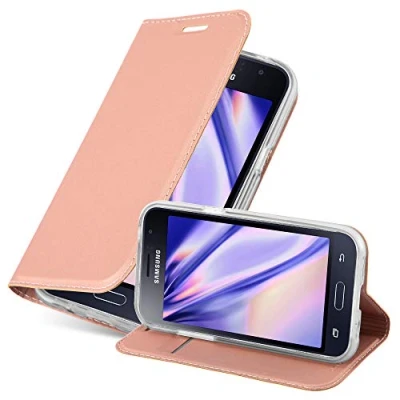 Afbeelding van Cadorabo Hoesje geschikt voor Samsung Galaxy J1 2016 in CLASSY ROSE GOUD Beschermhoes met magnetische sluiting, standfunctie en kaartvakje Book Case Cover Etui