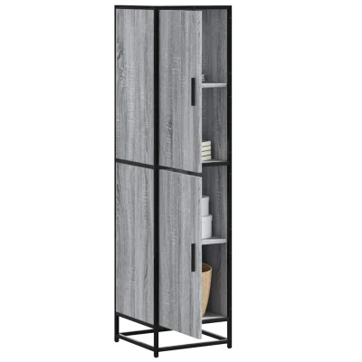 Afbeelding van vidaXL Hoge kast 35,5x35x139 cm bewerkt hout en metaal grijs sonoma
