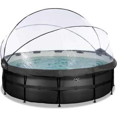 Afbeelding van EXIT zwembad met overkapping, warmtepomp ø488cm Black Leather