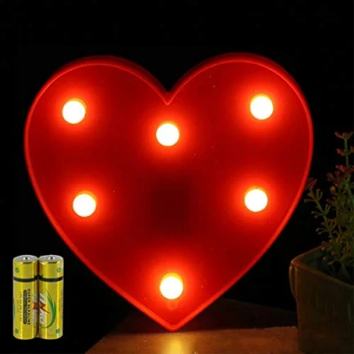 Afbeelding van HONPHIER® Lichtgevende letters, alfabet, lichtlamp, led, decoratie, werkt op batterijen, voor ontvangsten, feest, bruiloft, huis, bar, decoratie (hart)