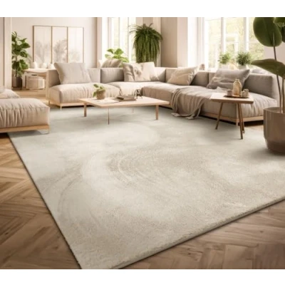 Afbeelding van TT Home Laagpolig woonkamertapijt, effen, modern design, wasbaar Crème, 160 x 220 cm