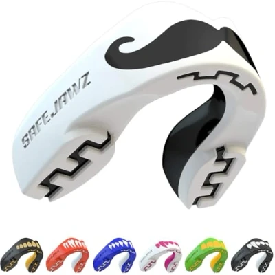 Afbeelding van Safejawz Gebitsbeschermer Extro Series Moustache Wit/Zwart Junior