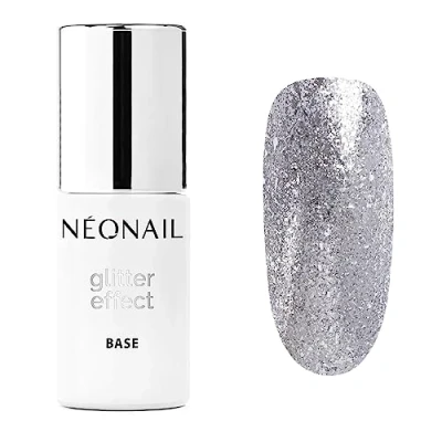Afbeelding van neonail uv nagellak, basislak, gel, glitter, effect, basis, Silver Twinkle, 7,2 ml, basis voor nagels, nagelgel, modellering base