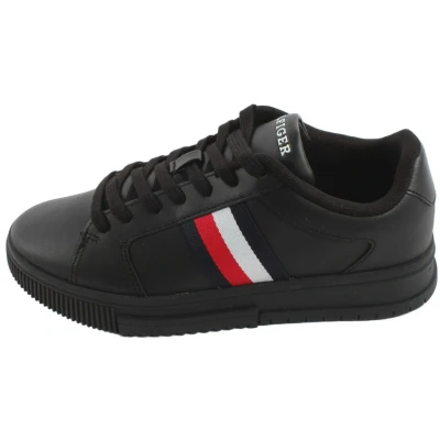 Afbeelding van Tommy Hilfiger Supercup Stripes Sneakers laag, Heren, Maat: 44, Black Leer