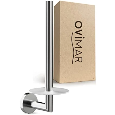 Afbeelding van ovimar Skodsbol Vervangende toiletrolhouder voor het boren, van roestvrij staal en glas, wandbevestiging, zonder zelfklevend, tot 2 rollen, keuken