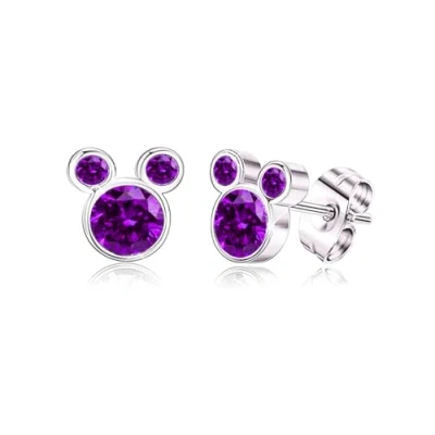 Afbeelding van Kaguyo oorbellen 925 sterling zilver met amethist blauw roze zirkonia schattige muis voor vrouwen meisjes kinderen verjaardagscadeau schattig ontwerp, Cubic Zirkonia,