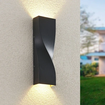 Afbeelding van Lucande LED wandlamp buiten 1licht Aluminium, polycarbonaat H: 26 cm antraciet Inclusief lichtbron