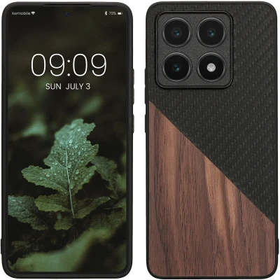 Afbeelding van kwmobile hoesje geschikt voor Xiaomi 14T Backcover in donkerbruin / zwart Smartphonehoesje design