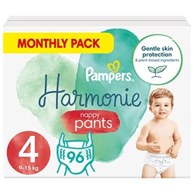 Afbeelding van Pampers Harmonie Luierbroekjes Nr 4 (9 15 kg) 96 stuks