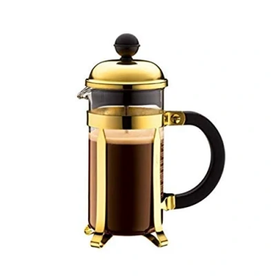 Afbeelding van Bodum Chambord Koffiezetapparaat 3 kopjes met metalen frame, chroom, goud, 7,5 x 13,5 18,9 cm