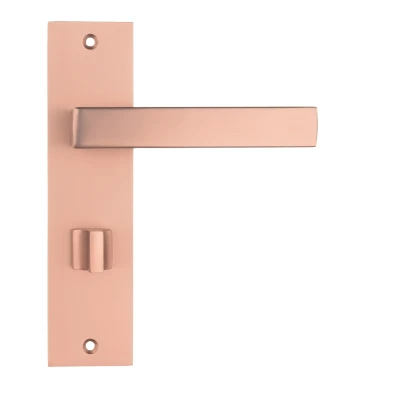 Afbeelding van Ostiumhome® Deurbeslag Deurklink op kort schild met WC Slot 64 mm Mat Koper Nola