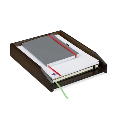 Afbeelding van brievenbak stapelbaar a4 6 x 25 33 cm kantoor bureau organizer bruin