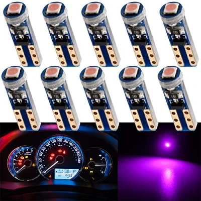 Afbeelding van LED lampen T5 roze W1.2W W2.3W voor dashboard 3030 SMD 60 lumen DC 12V