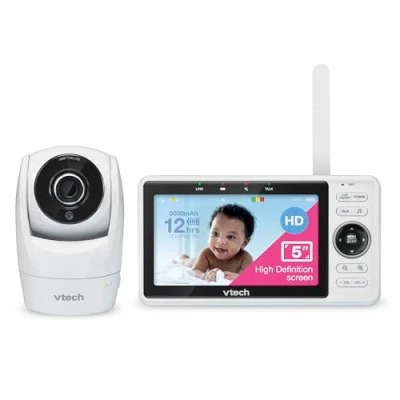 Afbeelding van VTECH VM901 1W babyfoon met camera, smart 5 inch HD display, 1080p kantel /draaibare camera en app, 120 brede kijkhoek, werkt iOS, Android