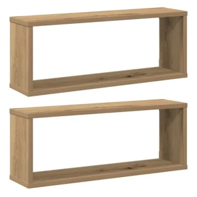 Afbeelding van vidaXL Wandschappen kubus 2 st 60x15x23 cm hout artisanaal eiken