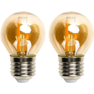 Afbeelding van Kogellamp E27 2 stuks 6W=50W warmwit 2200K amber glas
